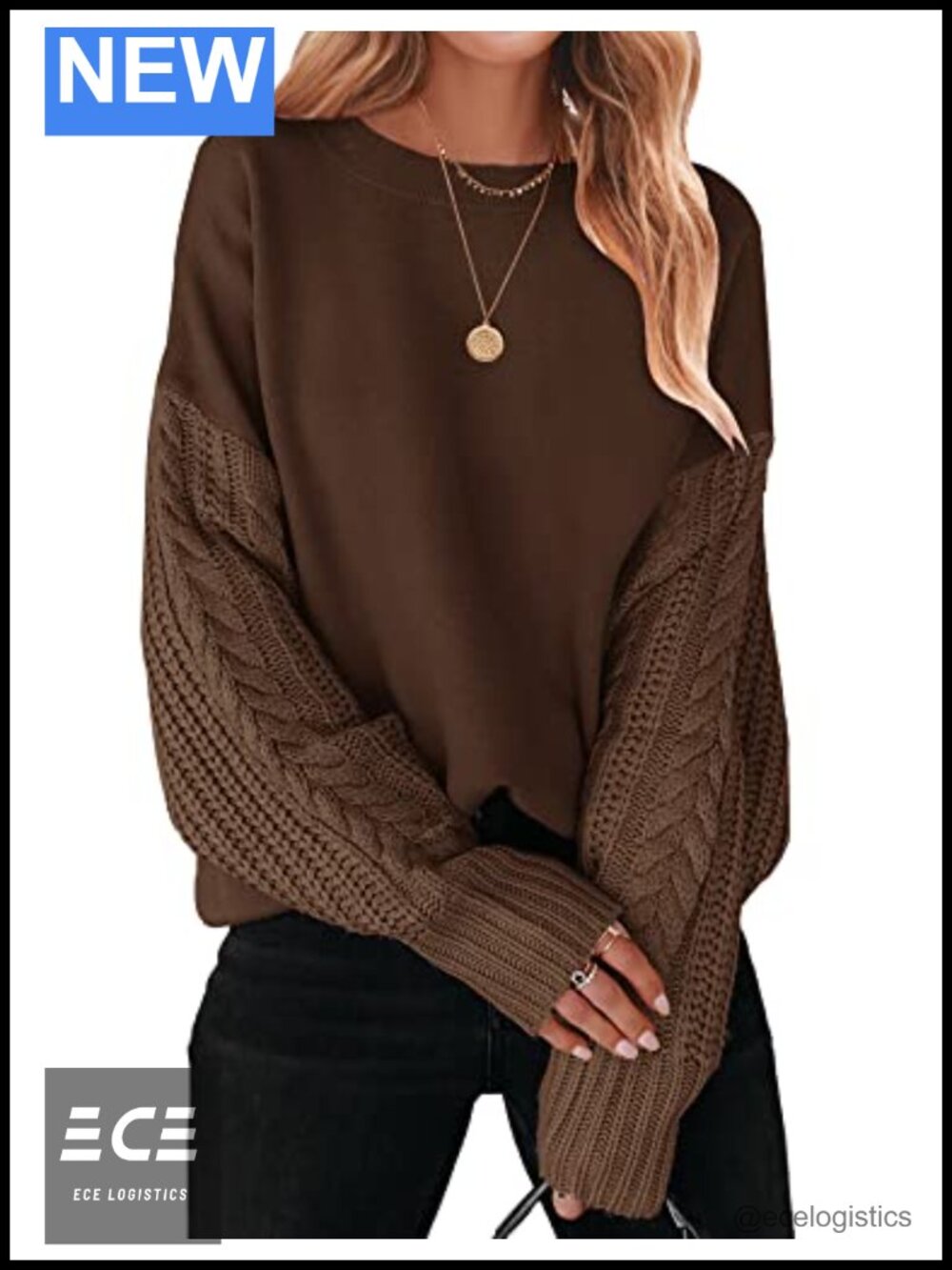 Cable Knit Oversized Tunic Sweater Pullover Drop Shoulder